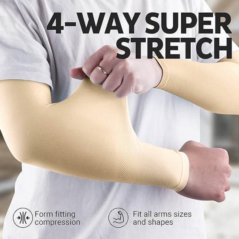 TRENDMALLS Arm Sleeves, Cooling UV Sun Protection Sports Compression for Men/Women/Kids (Beige)