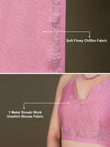 Women's Chiffon Siroski Work Saree with Unstitch Blouse Piece