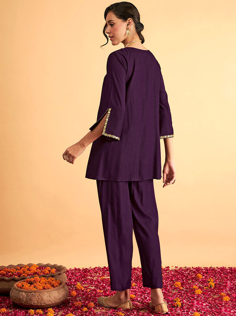 Purple Rayon Co-Ords Set for Women