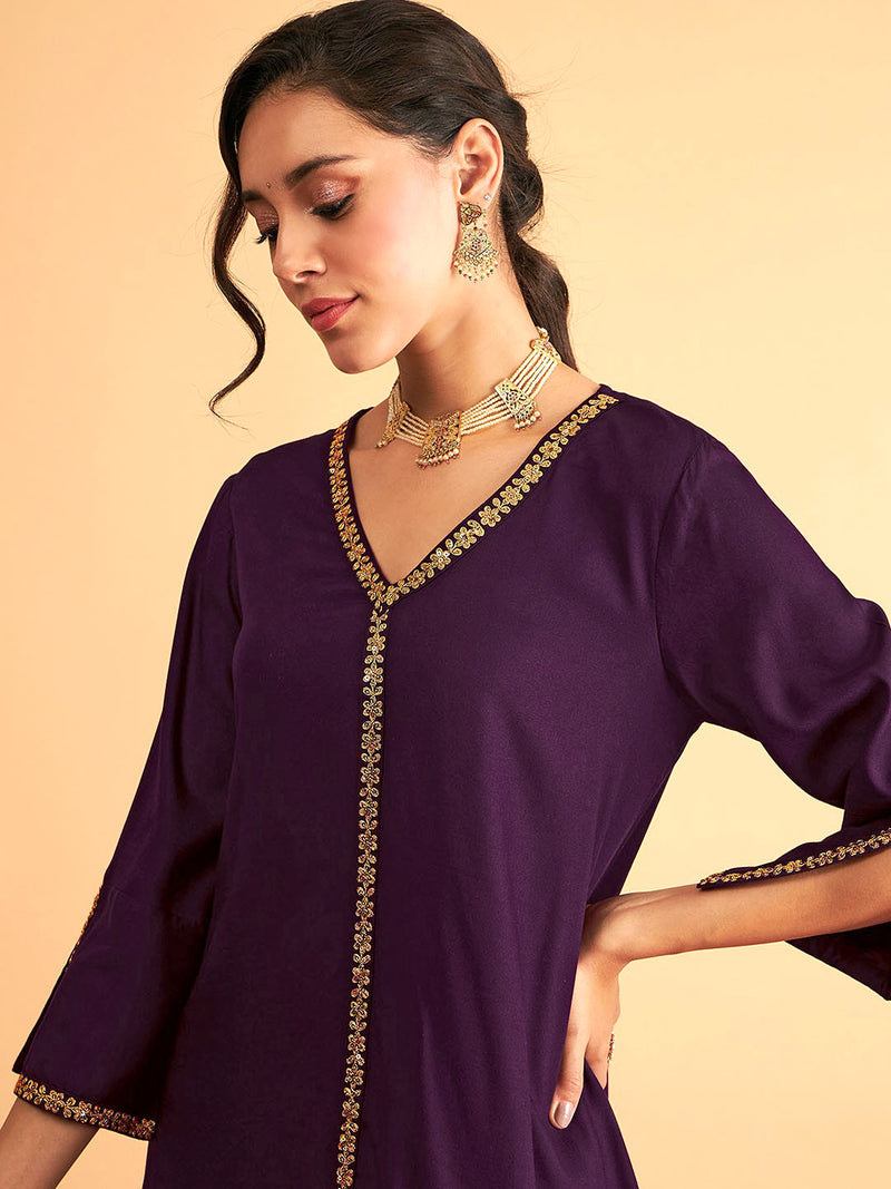 Purple Rayon Co-Ords Set for Women