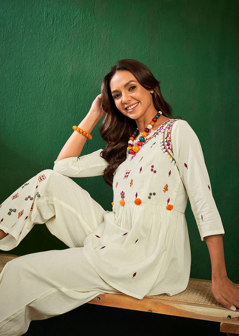 Cotton Embroidery Co Ords Set for Women