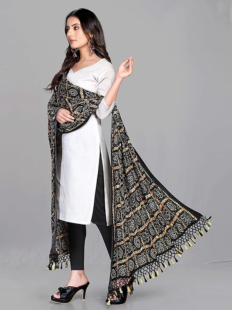 Bandhej Pattern Chinon Silk Dupatta For Women's