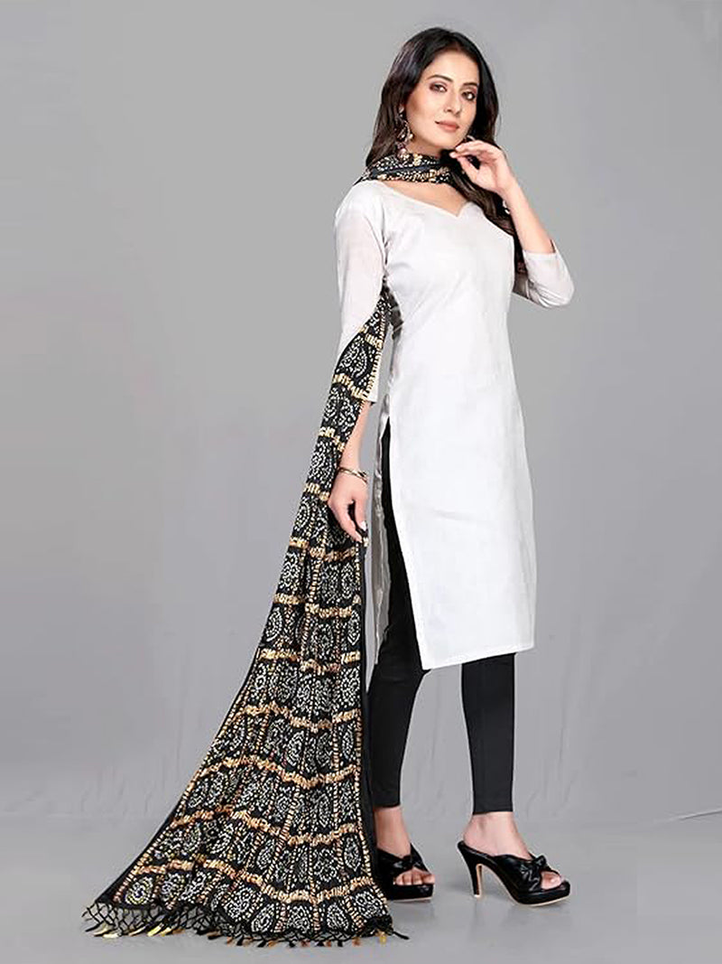 Bandhej Pattern Chinon Silk Dupatta For Women's