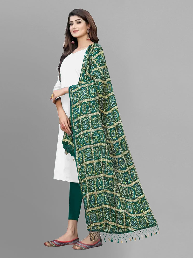 Bandhej Pattern Chinon Silk Dupatta For Women's