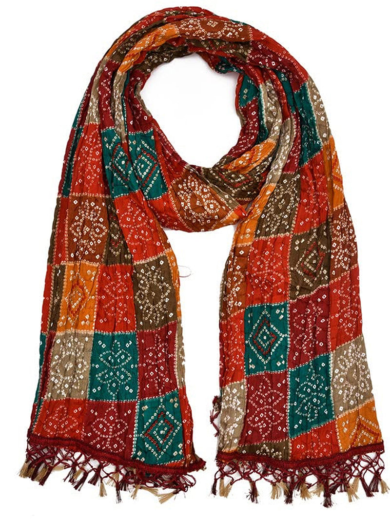 Bandhej Pattern Chinon Silk Dupatta For Women's