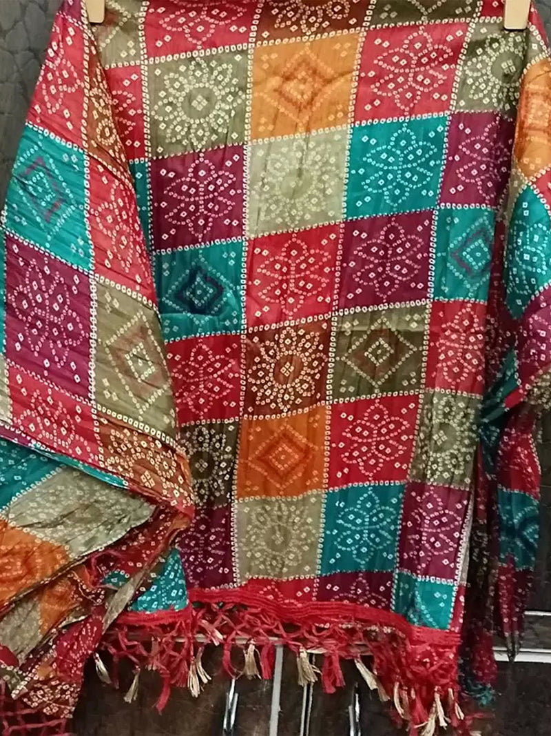 Bandhej Pattern Chinon Silk Dupatta For Women's