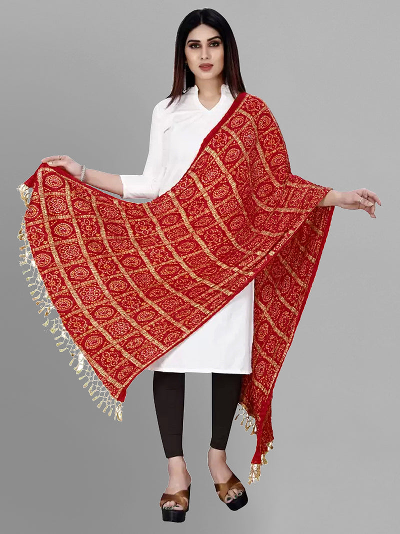 Bandhej Pattern Chinon Silk Dupatta For Women's