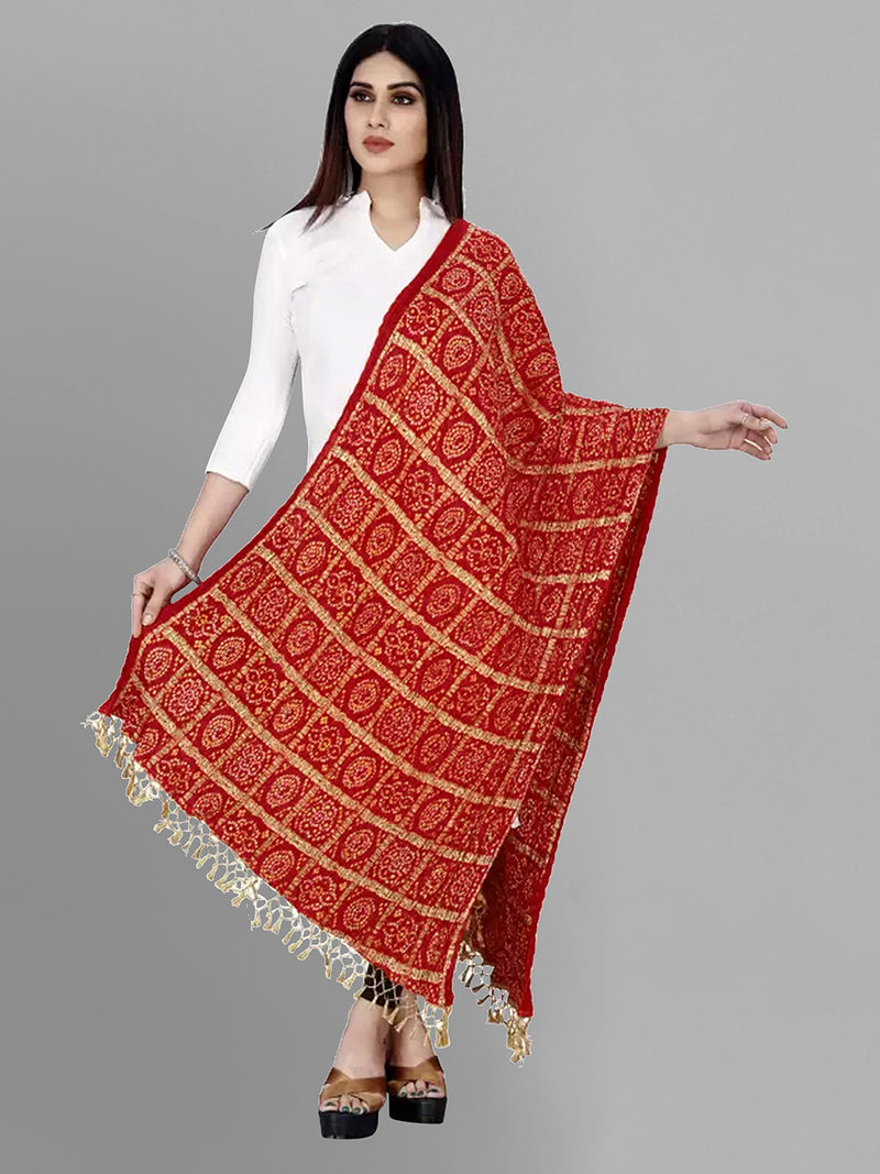 Bandhej Pattern Chinon Silk Dupatta For Women's