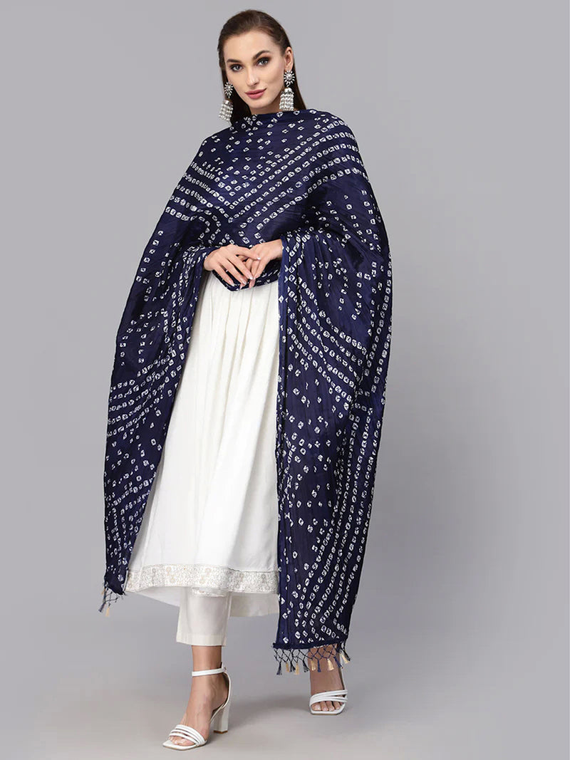 Women's Bandhani Pattern Chinon Silk Dupatta
