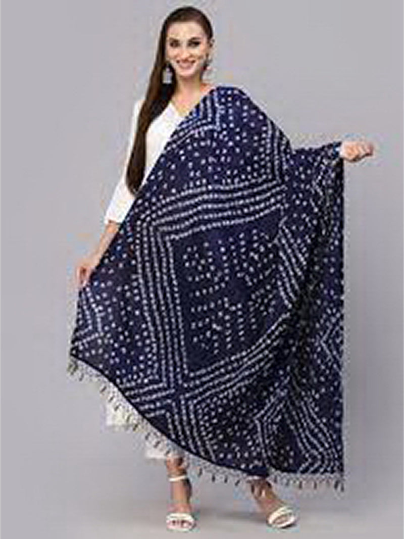 Women's Bandhani Pattern Chinon Silk Dupatta