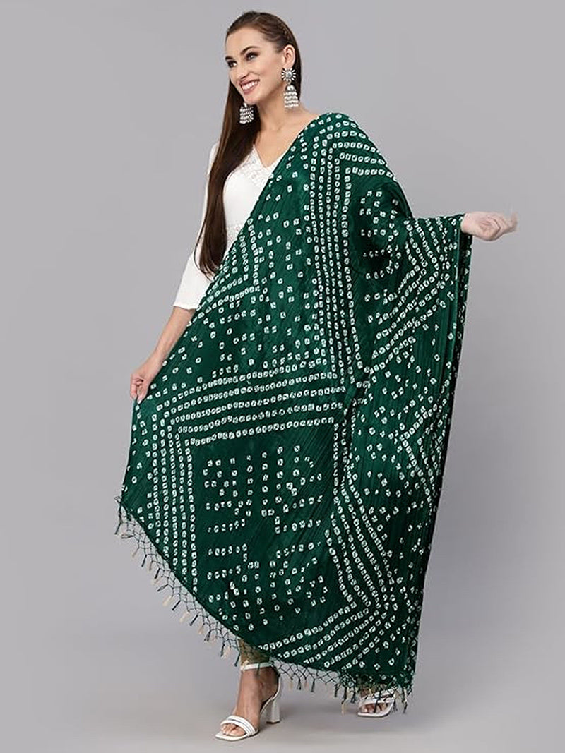 Women's Bandhani Pattern Chinon Silk Dupatta