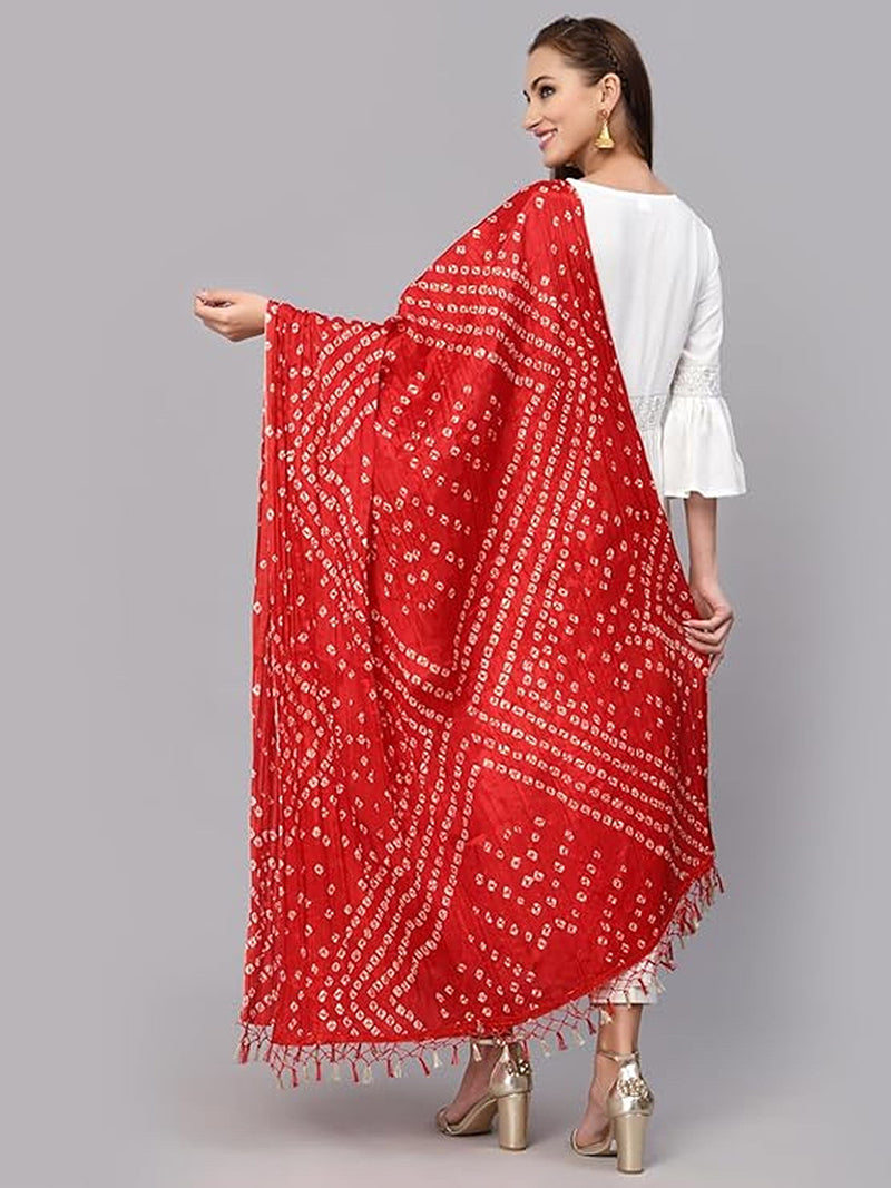 Women's Bandhani Pattern Chinon Silk Dupatta