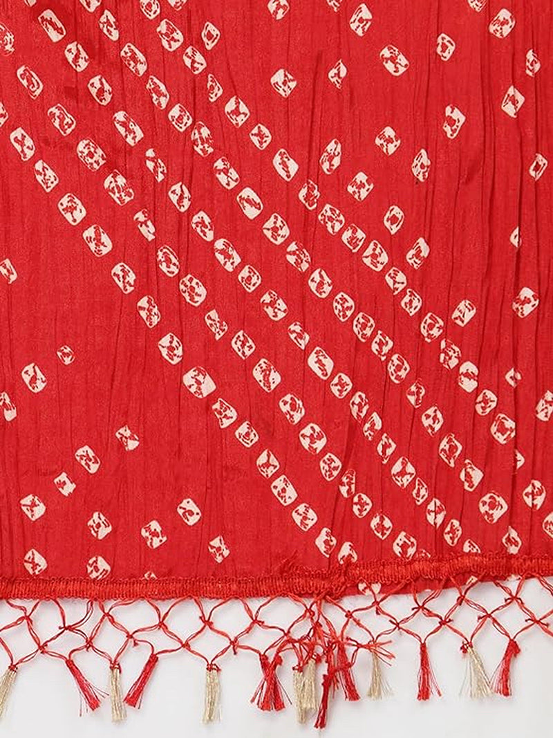 Women's Bandhani Pattern Chinon Silk Dupatta