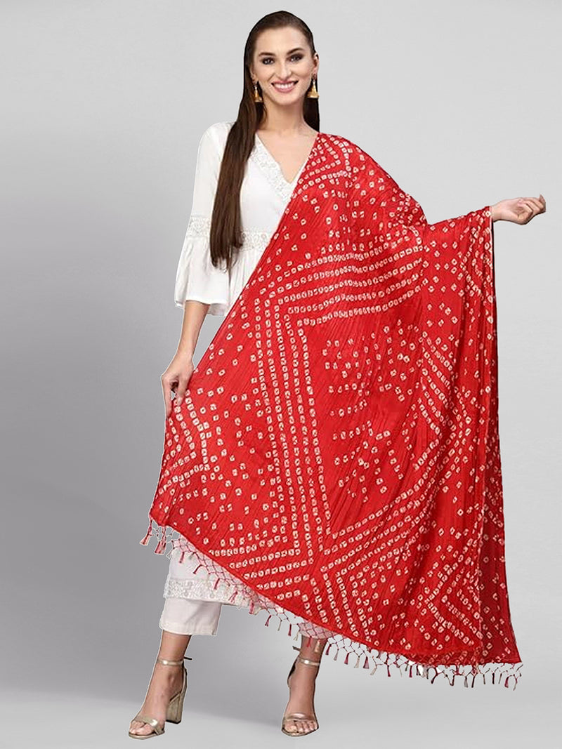 Women's Bandhani Pattern Chinon Silk Dupatta