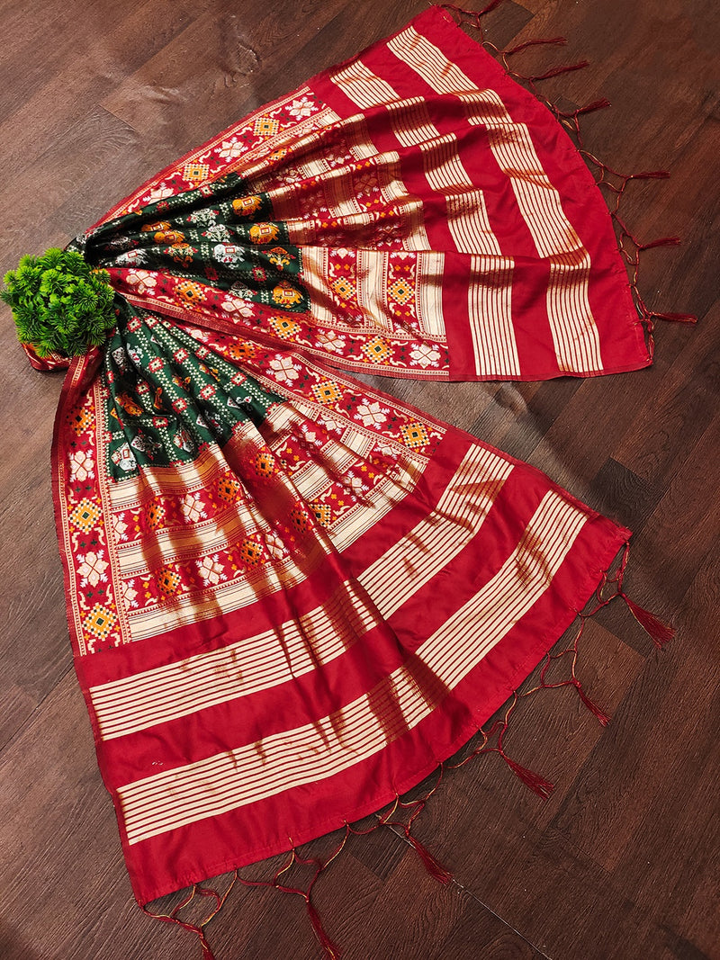 Women's Jacquard Silk Patola Dupatta Ethnic Motif Pattern