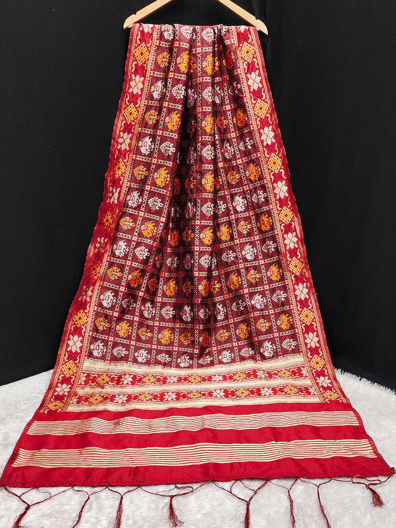 Women's Jacquard Silk Patola Dupatta Ethnic Motif Pattern