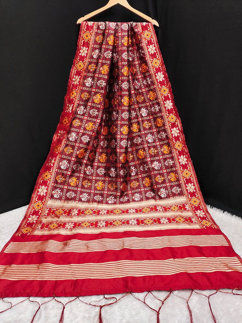 Women's Jacquard Silk Patola Dupatta Ethnic Motif Pattern