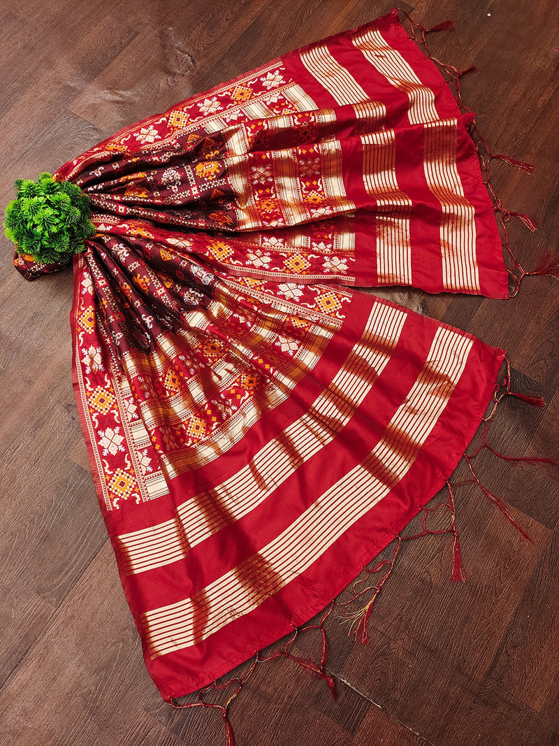 Women's Jacquard Silk Patola Dupatta Ethnic Motif Pattern