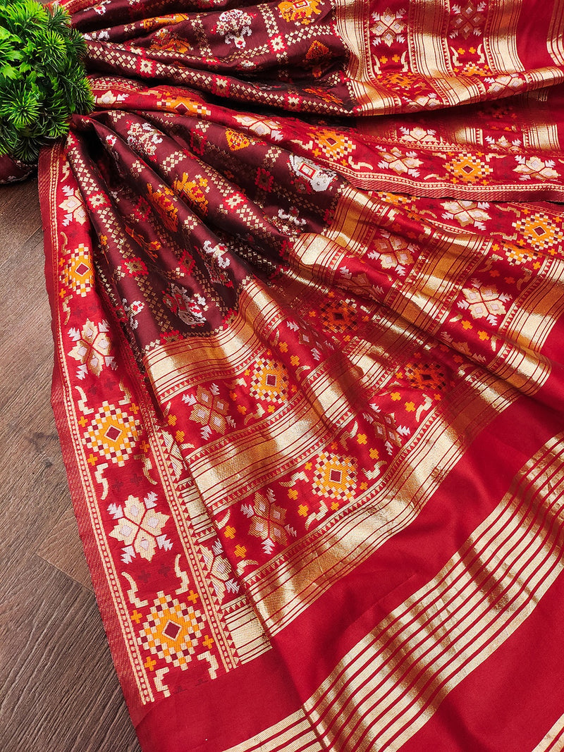 Women's Jacquard Silk Patola Dupatta Ethnic Motif Pattern