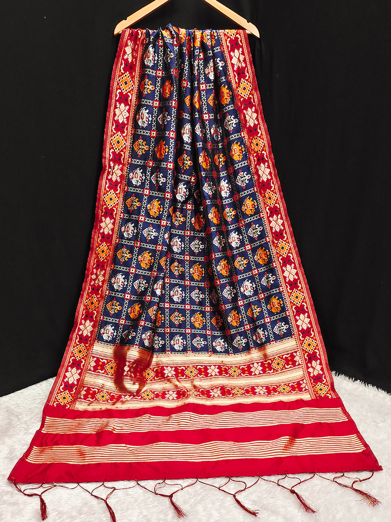 Women's Jacquard Silk Patola Dupatta Ethnic Motif Pattern