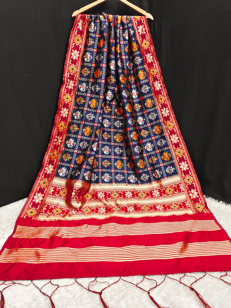 Women's Jacquard Silk Patola Dupatta Ethnic Motif Pattern