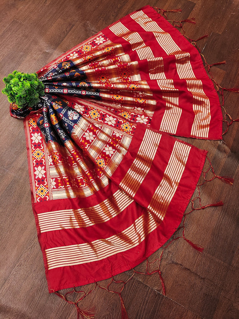 Women's Jacquard Silk Patola Dupatta Ethnic Motif Pattern