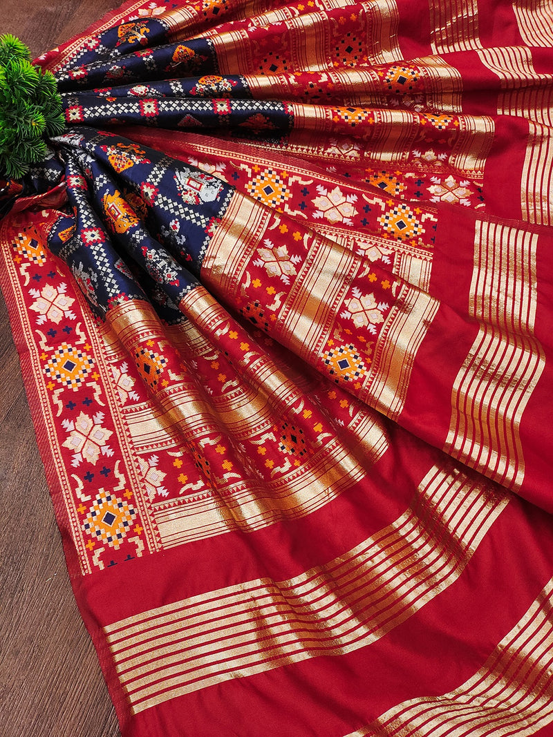 Women's Jacquard Silk Patola Dupatta Ethnic Motif Pattern