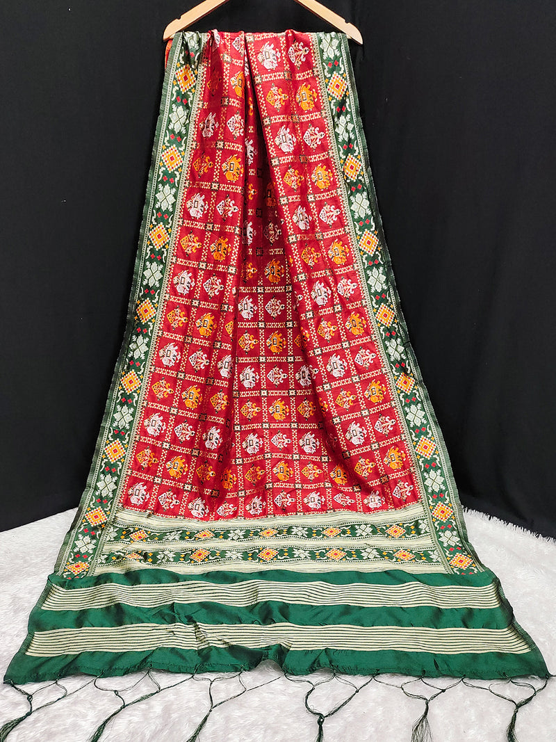 Women's Jacquard Silk Patola Dupatta Ethnic Motif Pattern