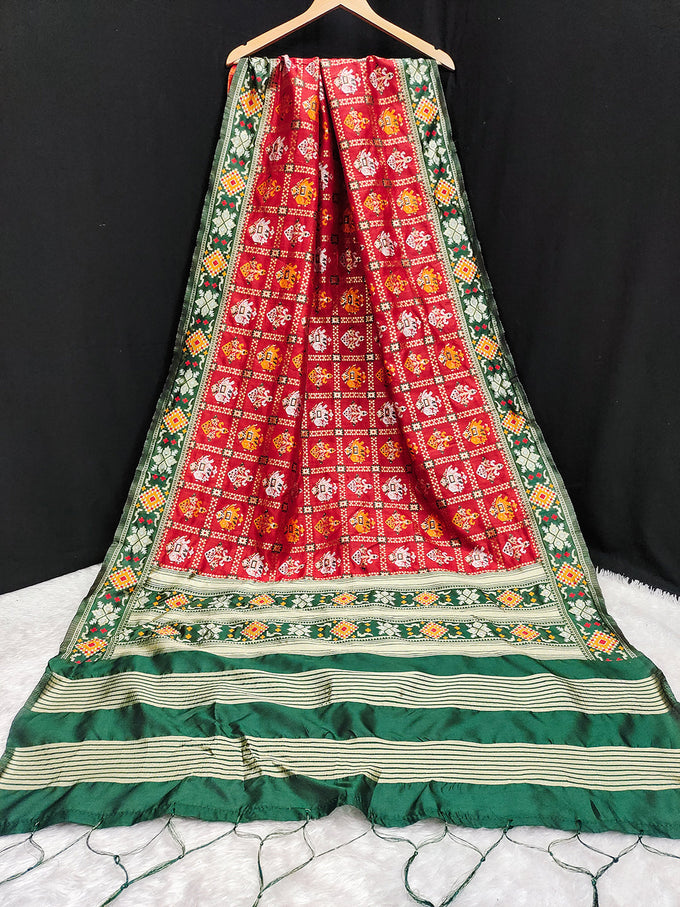 Women's Jacquard Silk Patola Dupatta Ethnic Motif Pattern Trendmallsin