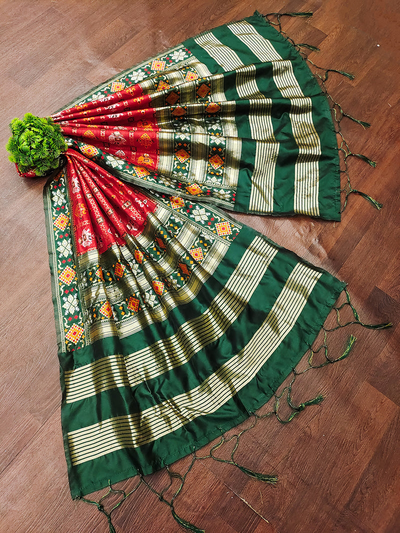 Women's Jacquard Silk Patola Dupatta Ethnic Motif Pattern