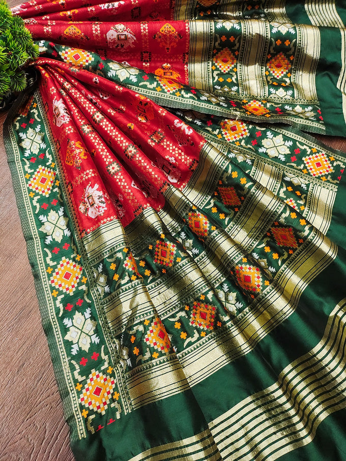 Women's Jacquard Silk Patola Dupatta Ethnic Motif Pattern Trendmallsin