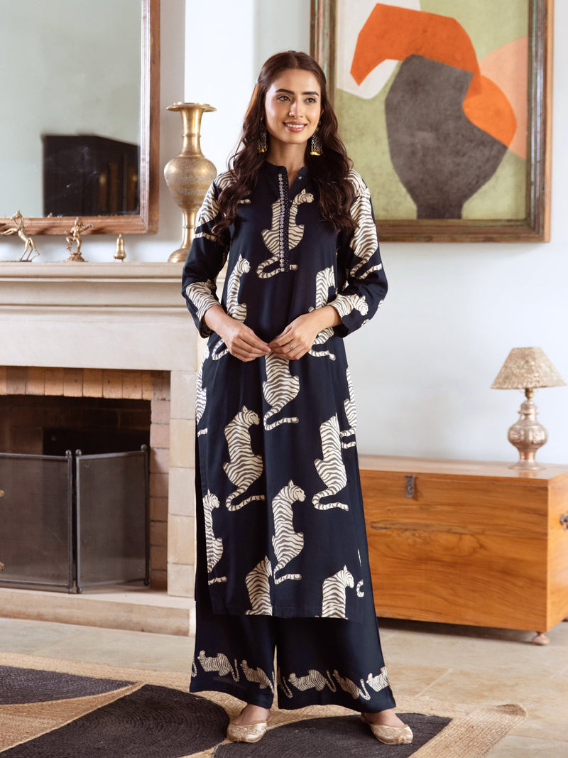 Women's Rayon Digital Print Kurta Palazzo Set