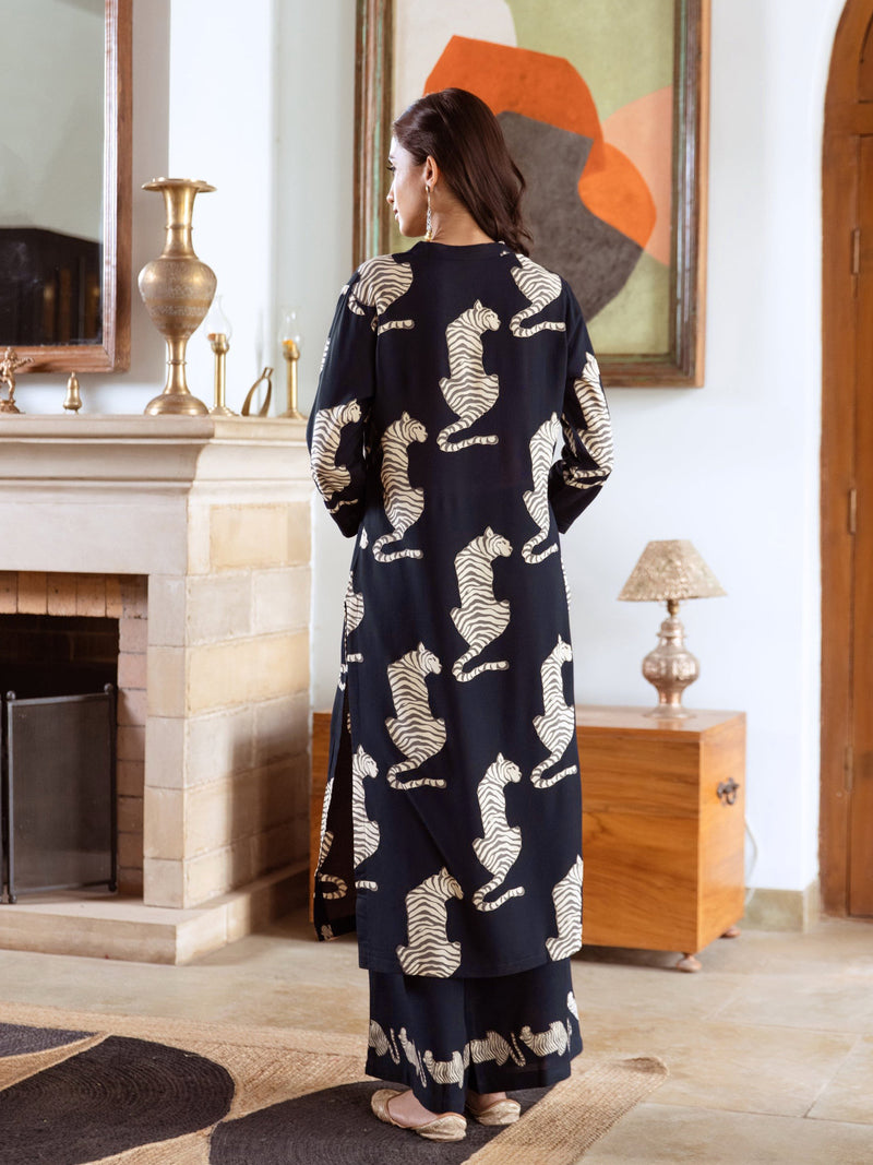 Women's Rayon Digital Print Kurta Palazzo Set