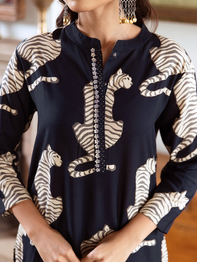 Women's Rayon Digital Print Kurta Palazzo Set