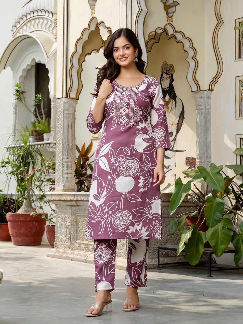 Women's Slub Magic Cotton Digital Print Kurta Palazzo Set