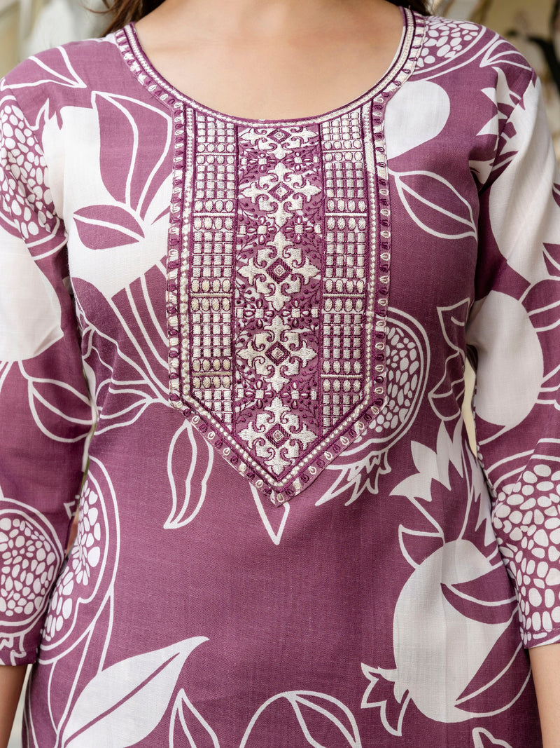 Women's Slub Magic Cotton Digital Print Kurta Palazzo Set