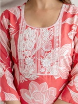 Pink Slub Magic Cotton Digital Print Kurta Palazzo Set For Woman's