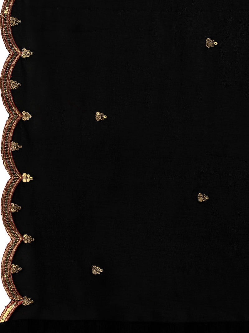 Black Georgette Embroidery Salwar Suit Set Kurta Palazzo with Dupatta Nyra Cut Kurta Set for Women