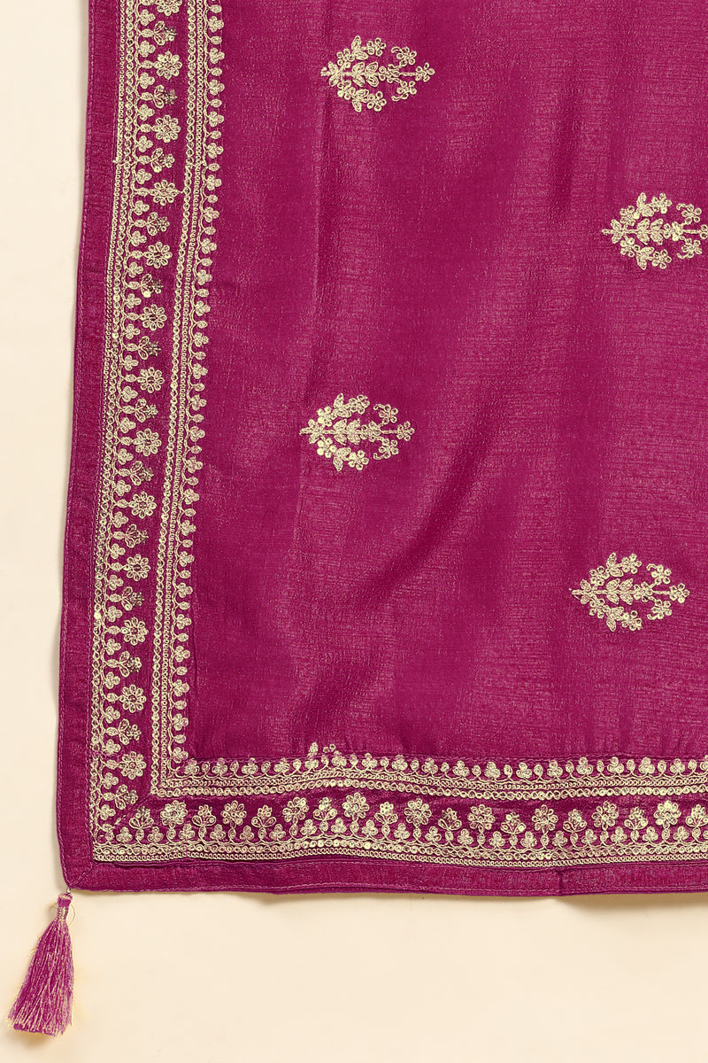 Pink Vichitra Silk Embroidery Salwar Suit Set with Dupatta for Women's