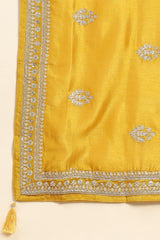 Yellow Vichitra Silk Embroidery Salwar Suit Set Kurta Pant with Dupatta Kurta Set for Women's