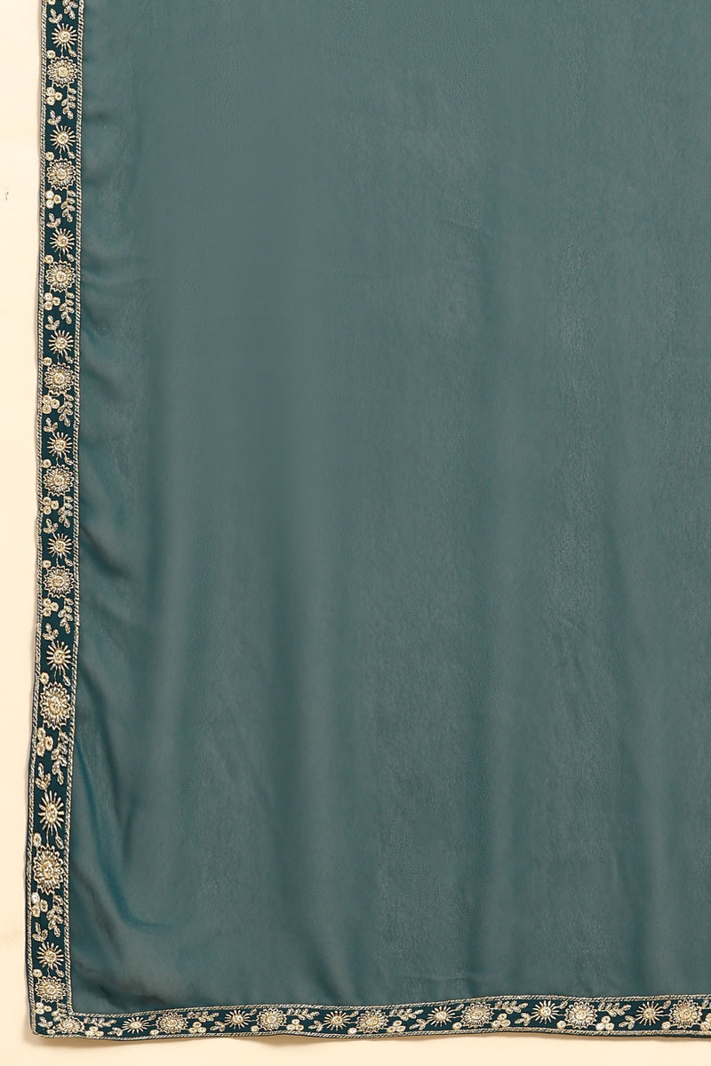 Georgette Embroidery Salwar Suit Set Alia Cut Kurta with Dupatta For Women's