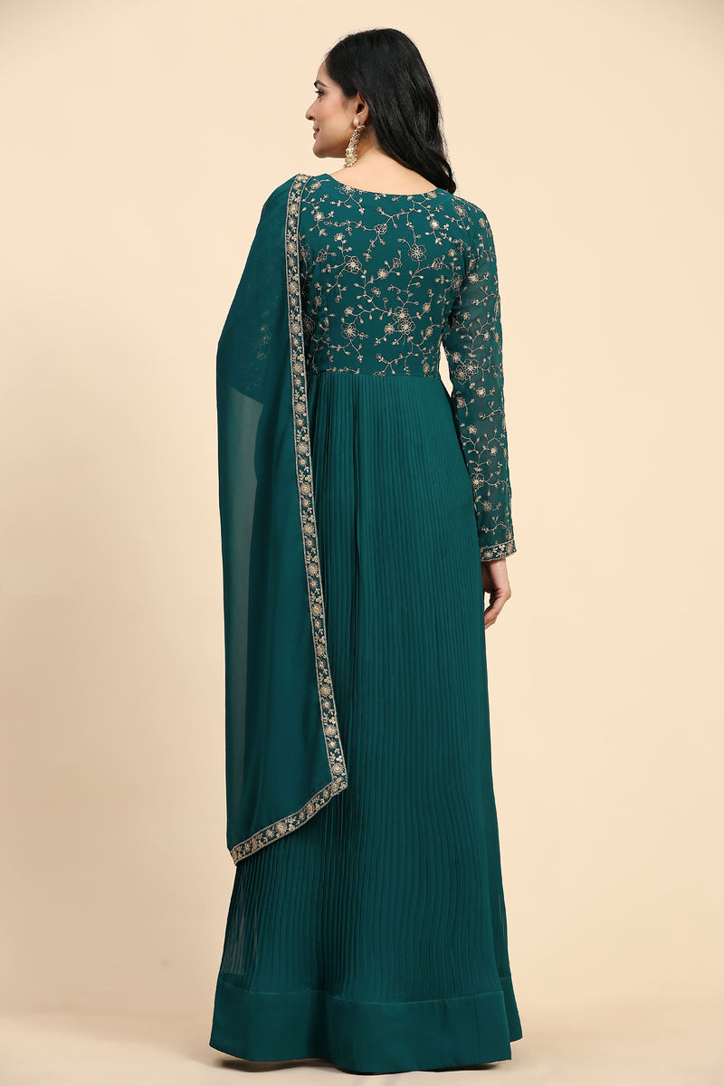 Georgette Embroidery Salwar Suit Set Alia Cut Kurta with Dupatta For Women's