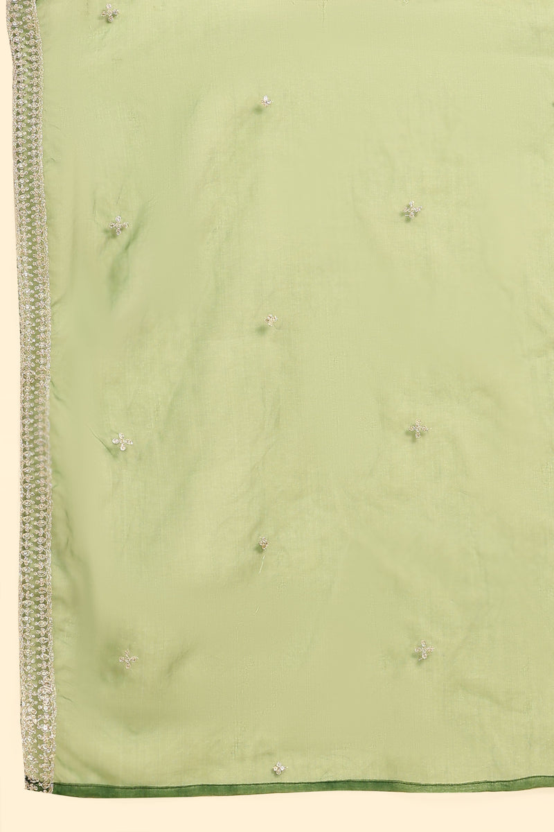 Green Vichitra Silk Embroidery Salwar Suit Set with Dupatta for Women's
