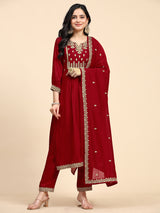 Women's Vichitra Silk Embroidery Salwar Suit Set for Women