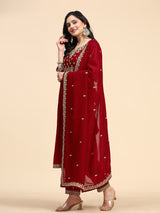 Women's Vichitra Silk Embroidery Salwar Suit Set for Women