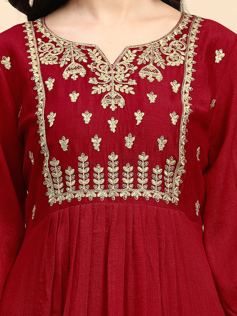 Women's Vichitra Silk Embroidery Salwar Suit Set for Women