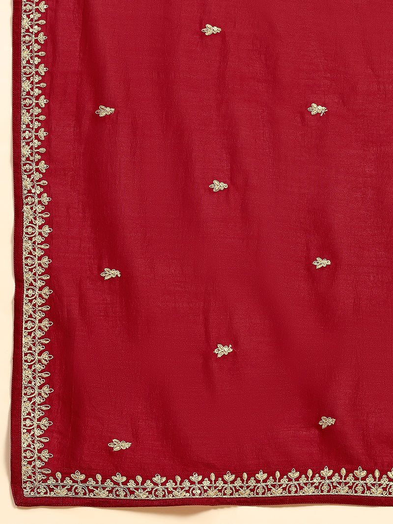 Women's Vichitra Silk Embroidery Salwar Suit Set for Women