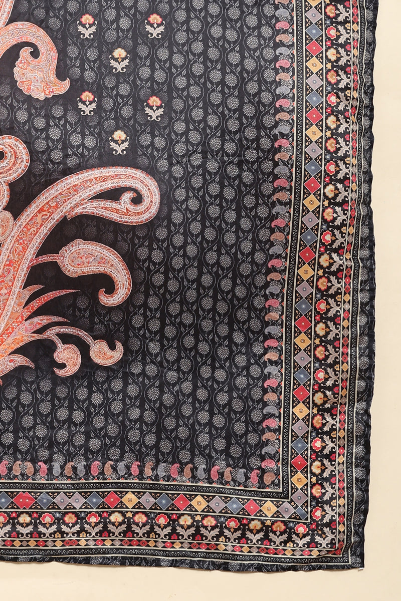 Black Velvet Embroidery Salwar Suit Set with Dupatta For Women's