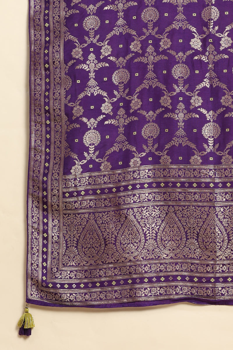 Lime Green Silk Embroidery Salwar Suit with Banarasi Dupatta For Women's