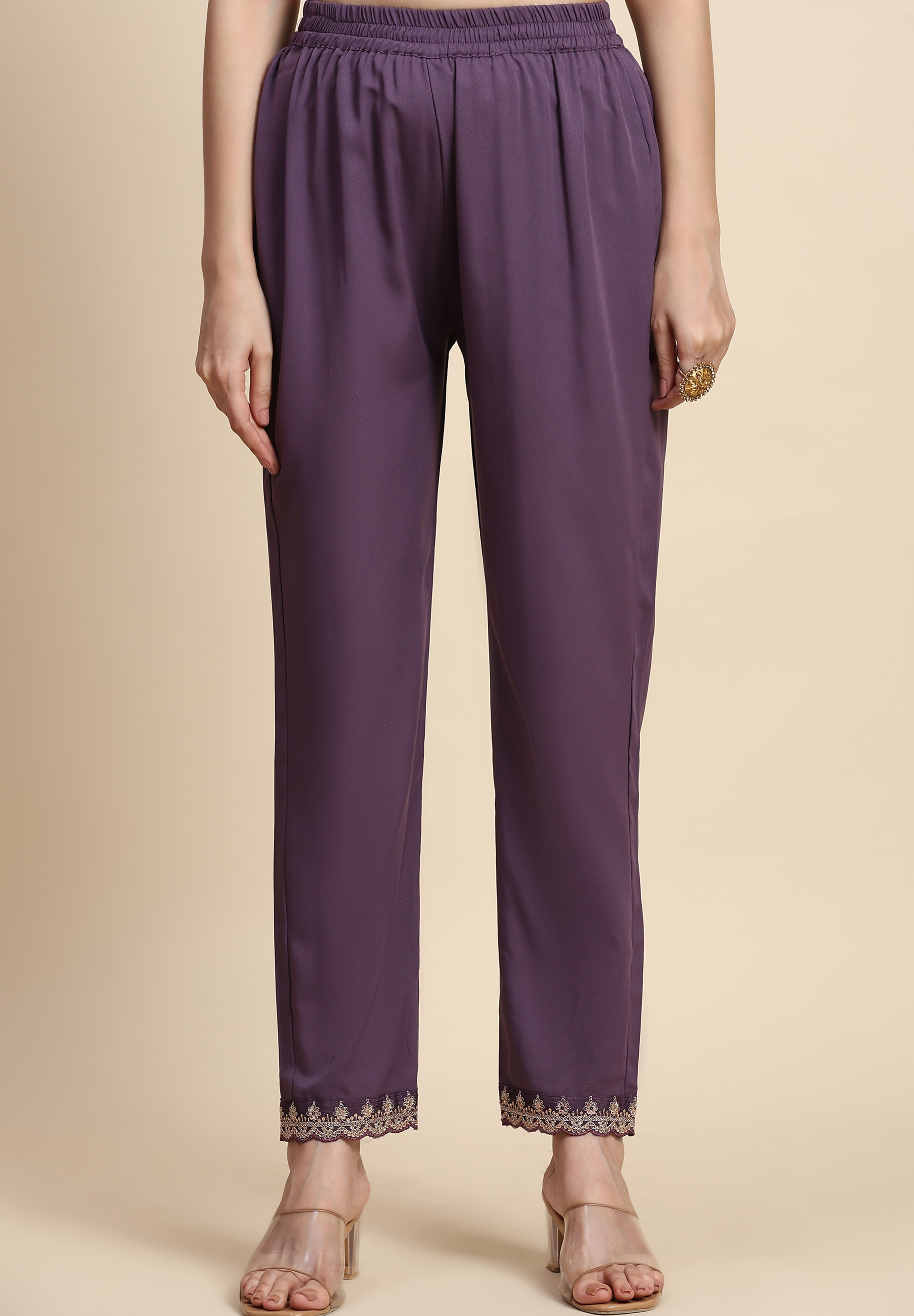 Purple Silk Blend Embroidery Alia Cut Salwar Suit Set with Dupatta For Women's Trendmallsin